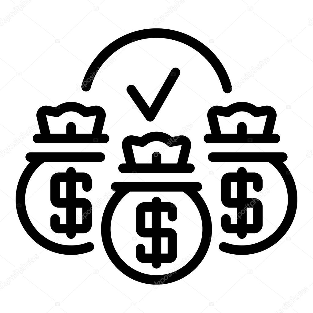 Liability money bag icon, outline style