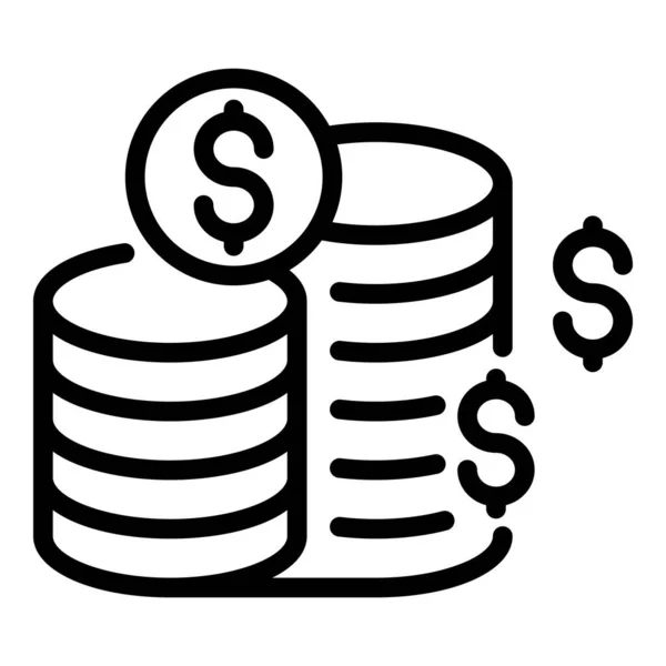 Résultat argent pile de pièces icône, style contour — Image vectorielle