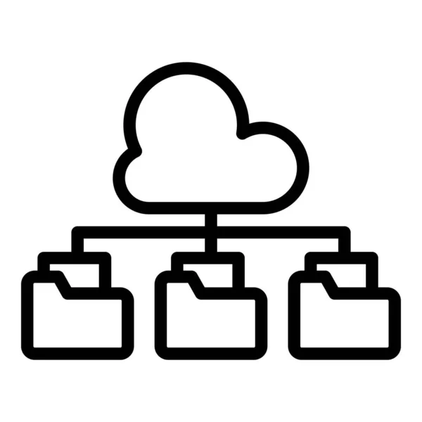 Icono de nube de almacenamiento de datos, estilo de esquema — Archivo Imágenes Vectoriales
