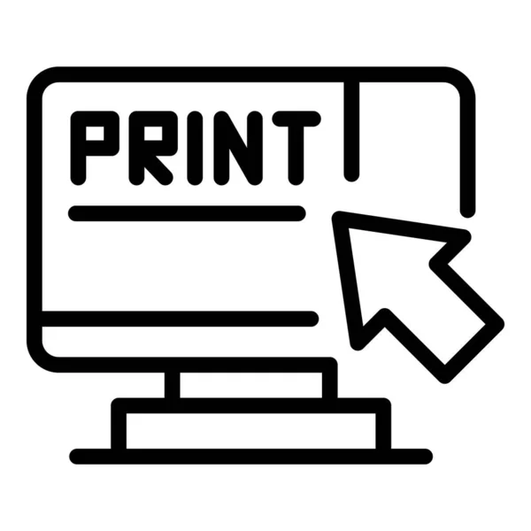 印刷アイコン、アウトラインスタイルを監視 — ストックベクタ