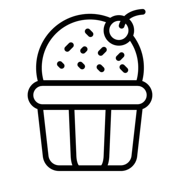 Icono de muffin de postre, estilo de esquema — Vector de stock