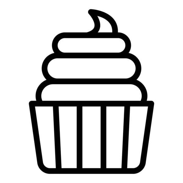 Süße Cupcake-Ikone, Outline-Stil — Stockvektor