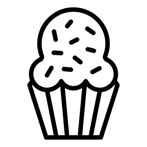 Icône de muffin cuit, style contour — Image vectorielle
