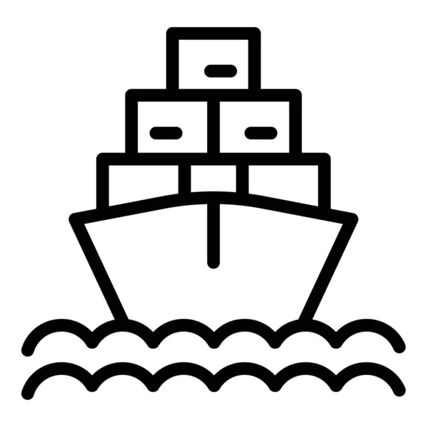 Frakt båt ikon, kontur stil — Stock vektor