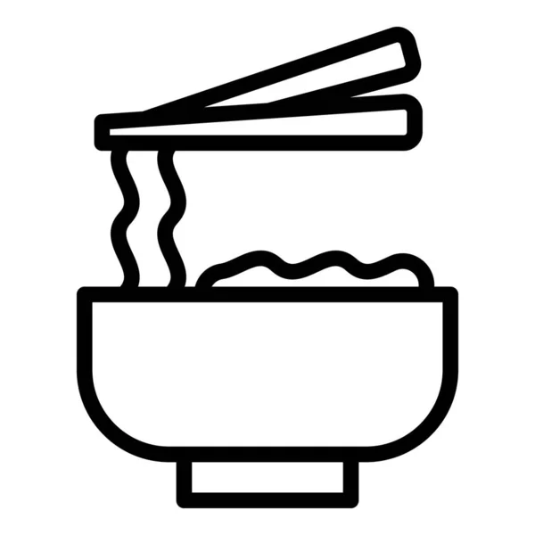 Icono de cuenco de fideos, estilo de esquema — Vector de stock