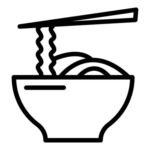 韓国の麺丼のアイコン、アウトラインスタイル — ストックベクタ