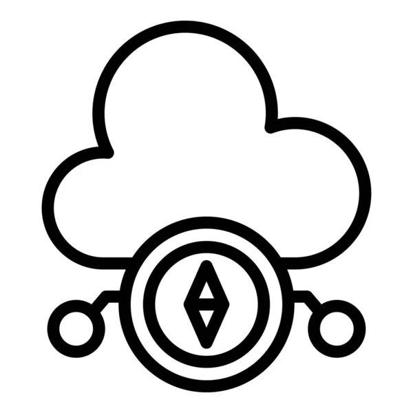 Icono de brújula de nube, estilo de esquema — Vector de stock