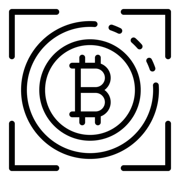 Ikona zaostření bitcoinu, styl osnovy — Stockový vektor