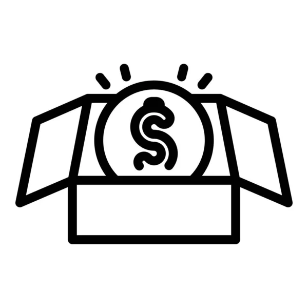 Dollar icône de la boîte, style contour — Image vectorielle