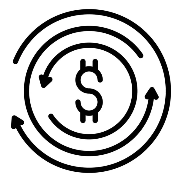 Icône dollar financier, style contour — Image vectorielle