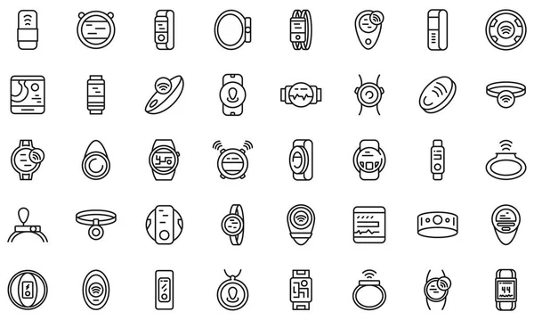Wearable tracker icons set, outline style — Stock Vector