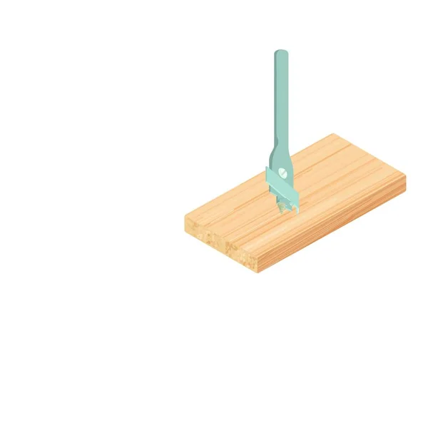 Icône de perceuse en bois, style isométrique — Image vectorielle