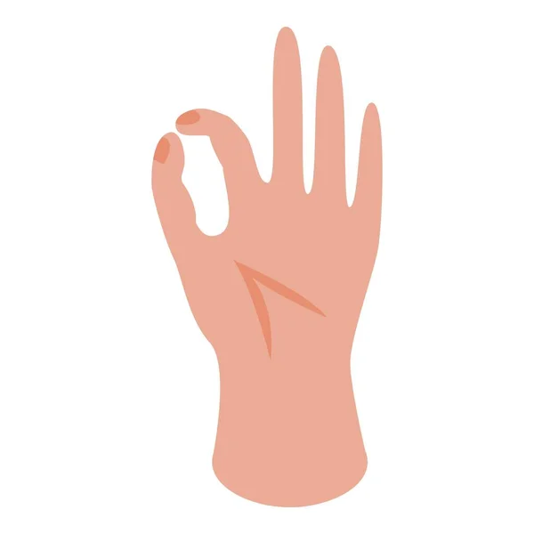 Trei degete ok icon, stil izometric — Vector de stoc