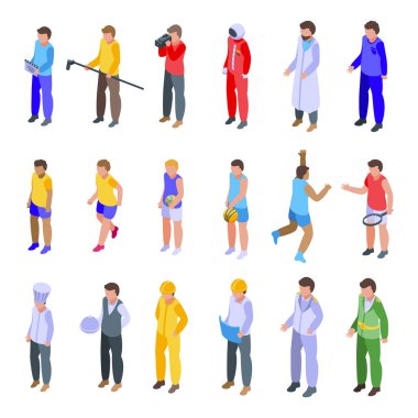 Mürettebat simgeleri ayarlandı, izometrik biçim