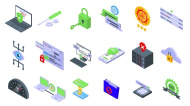 SSL sertifika simgeleri ayarlandı, izometrik biçim