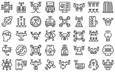 Drone teknolojisi simgeleri ayarlandı, ana hat biçimi