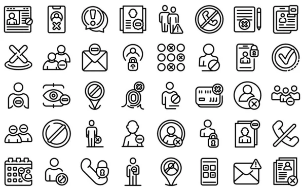 Conjunto de iconos de lista negra, estilo de esquema — Archivo Imágenes Vectoriales