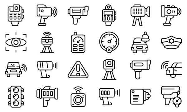 Geschwindigkeitsradarsymbole setzen, Stil umreißen — Stockvektor