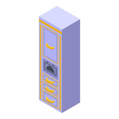 Klasik mutfak mobilyası ikonu, izometrik stil