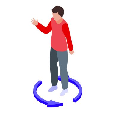 Çocuk mesafeyi koru ikon, izometrik stil