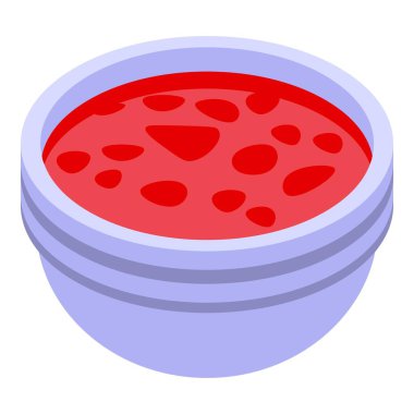 Wok menü çorba simgesi, izometrik biçim