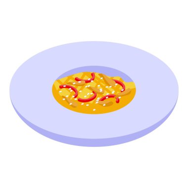 Wok menü tabak simgesi, izometrik biçim