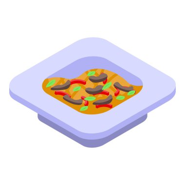 Wok menü restoran simgesi, izometrik biçim