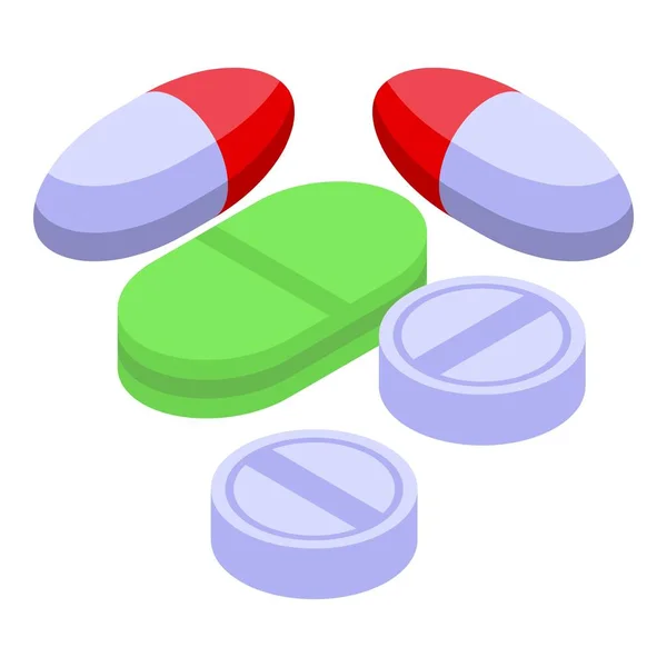 Pesquisa pílulas ícone, estilo isométrico — Vetor de Stock