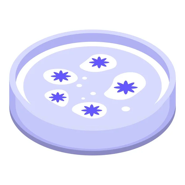 Bacterias Petri icono de la placa, estilo isométrico — Vector de stock