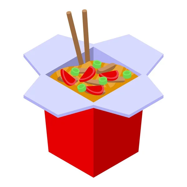 Icône de la boîte de menu Wok, style isométrique — Image vectorielle