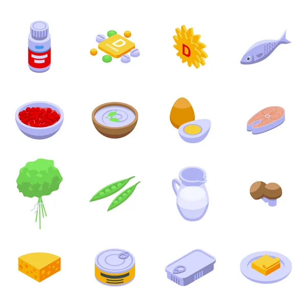 Vitamin D icons set, isometric style — Stock Vector