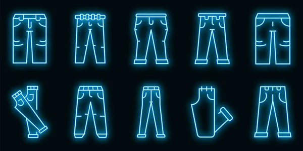 Значки джинсов устанавливают векторный неон — стоковый вектор