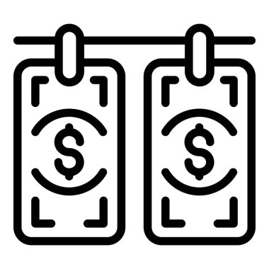 Para karşıtı çamaşır ikonu, taslak biçimi