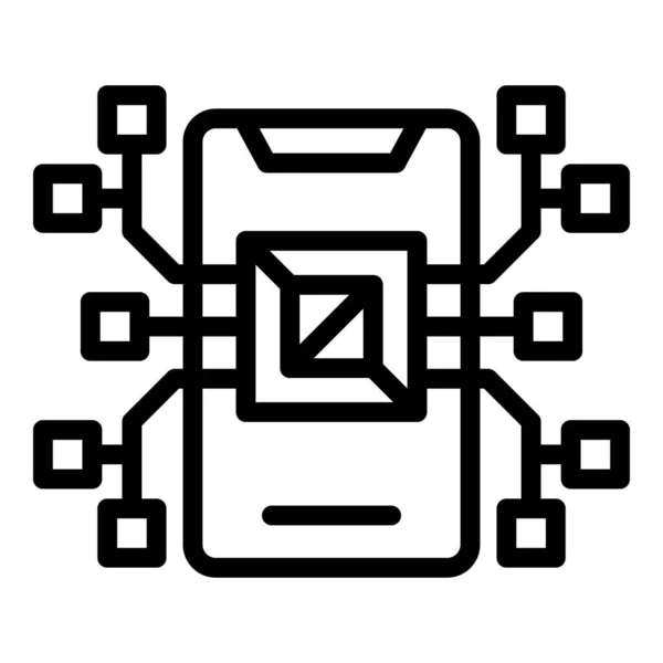 Api telefon processzor ikon, körvonalazott stílus — Stock Vector