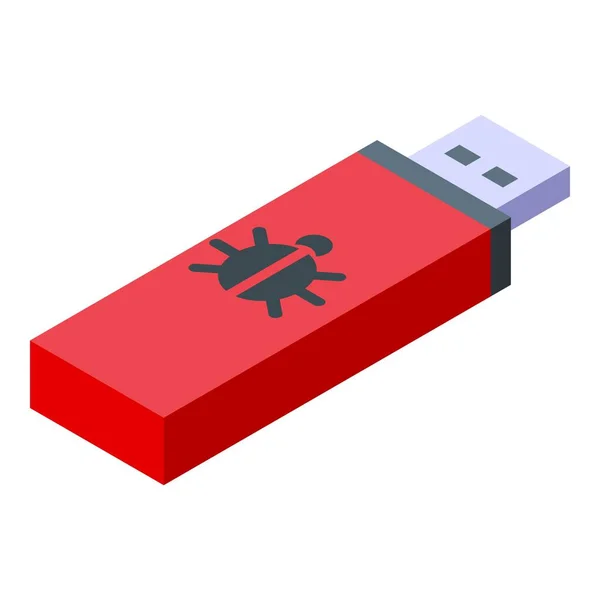 Malware stick pictogram, isometrische stijl — Stockvector