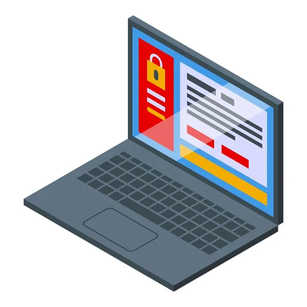 Εικονίδιο laptop κακόβουλου λογισμικού, ισομετρικό στυλ — Διανυσματικό Αρχείο