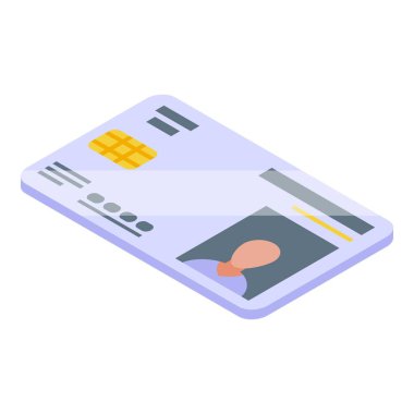 Elektronik hasta fotoğraf kartı simgesi, izometrik biçim