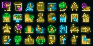 Staj simgeleri vektör neonunu ayarla