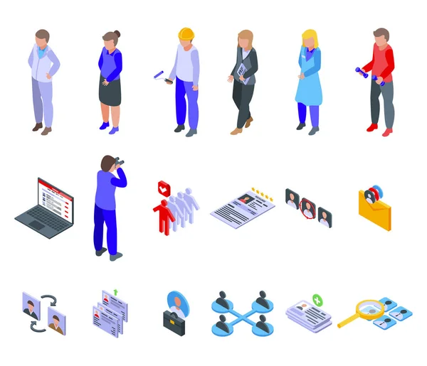 Human resources icons set, isometric style — Stock Vector