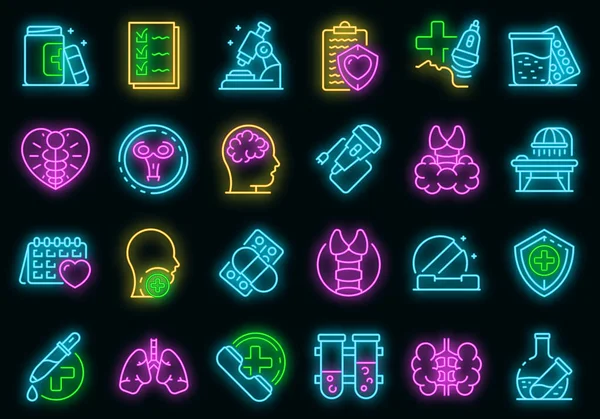 Endocrinologist icons set vector neon — Stock Vector