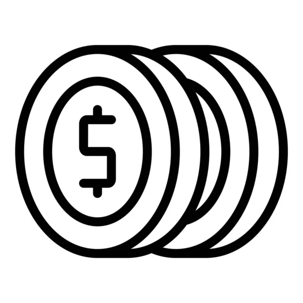 Dollar pièces icône, style contour — Image vectorielle