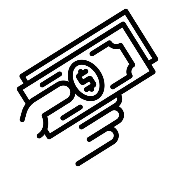 Hand cash icon, outline style — Stock Vector