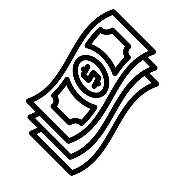 Ikona banknotów w dolarach, styl konturu — Wektor stockowy