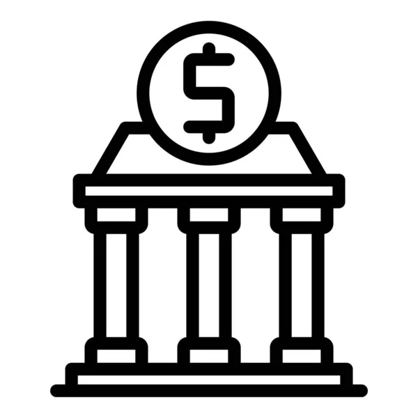 Icona banca Dollaro, stile contorno — Vettoriale Stock