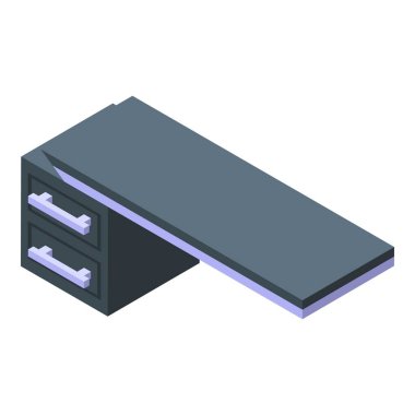 Ergonomik siyah ofis tablosu simgesi, izometrik biçim