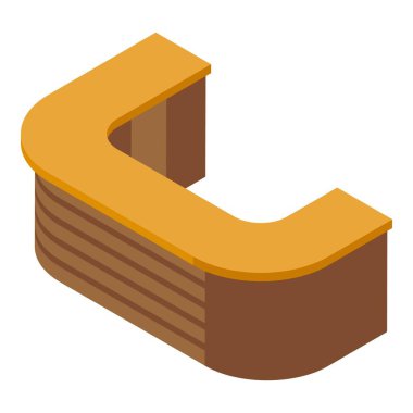 Otel bar tezgahı simgesi, izometrik biçim