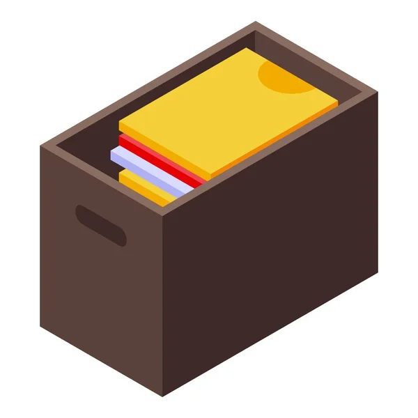 Icono de donación de caja de ropa, estilo isométrico — Vector de stock