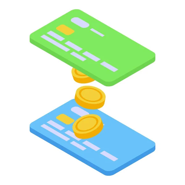 Ikone der Kreditkartenüberweisung, isometrischer Stil — Stockvektor