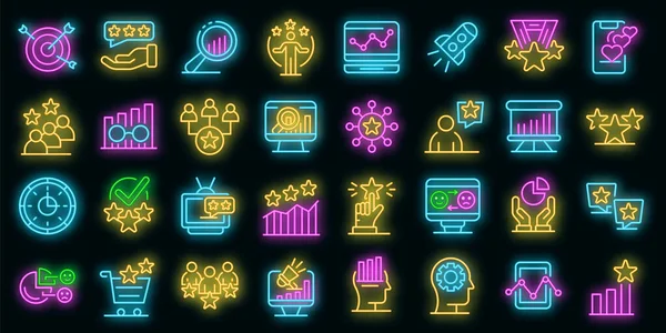 Ícones de reputação set vector neon — Vetor de Stock