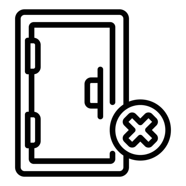 Blokovaná ikona evakuačních dveří, styl osnovy — Stockový vektor